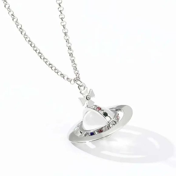 VIVIENNE WESTWOOD STYLE SATURN GLASS GLOBE MALTESE CROSS NECKLACE 49 - Picture 5 of 5